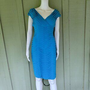 ADRIANNA PAPELL Teal Origami Tiered Stretch Dress 4